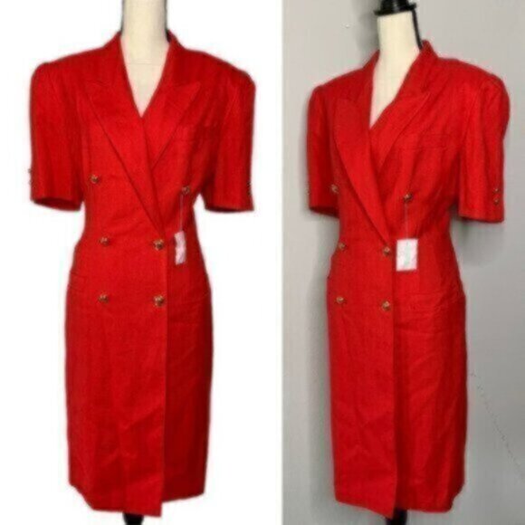 NWOT Spiegel 80s Vintage Red Blazer Tuxedo Dress - Picture 3 of 14